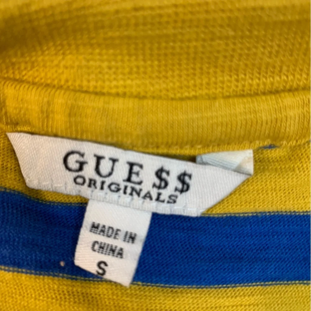 Guess X Asap Rocky Blue and Yellow striped Tee.  Size Small - Picture 2 of 4
